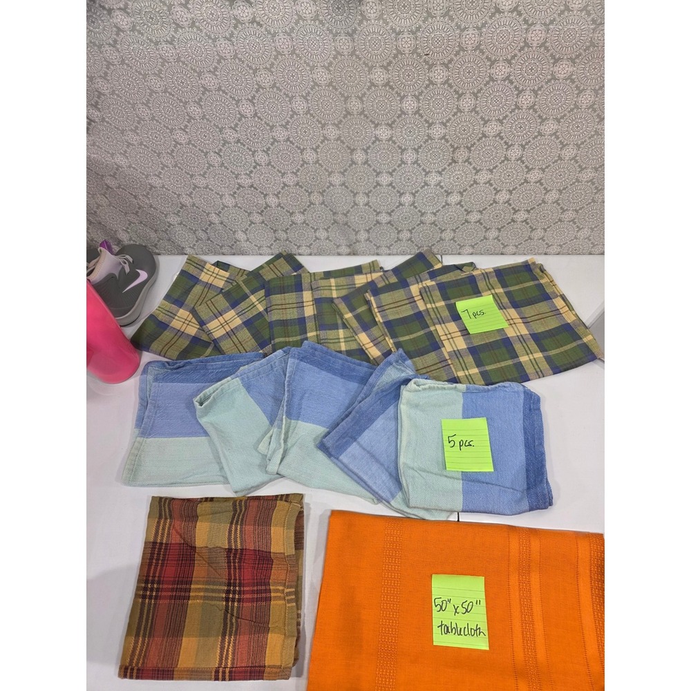 Table‎ Linens Bundle: Orange Linen Tablecloth Napkins Mixed Sets